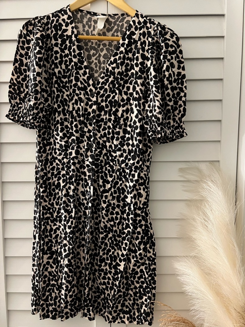 H&M Black and Cream Animal Print Mini Dress